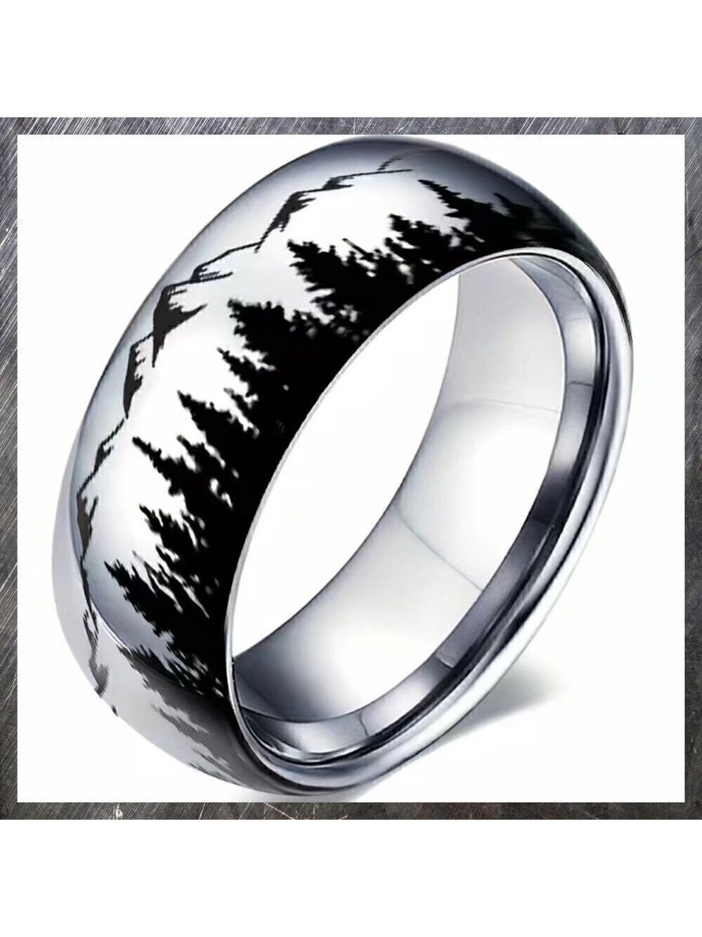 Boho Landscape Mountain and Forest Ring #1139